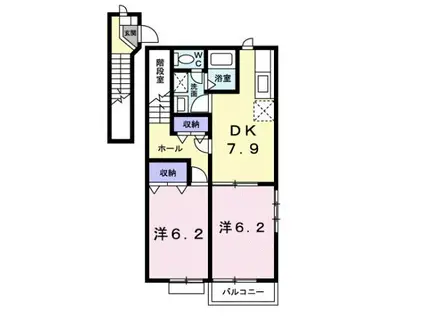 メゾンディオールB(2DK/2階)の間取り写真