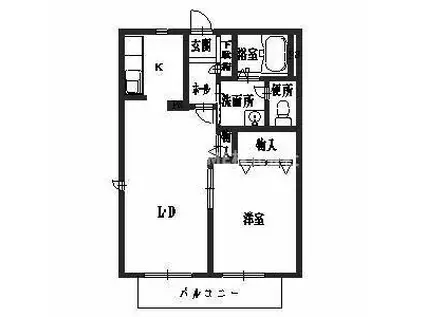シャトー南多田(1LDK/2階)の間取り写真