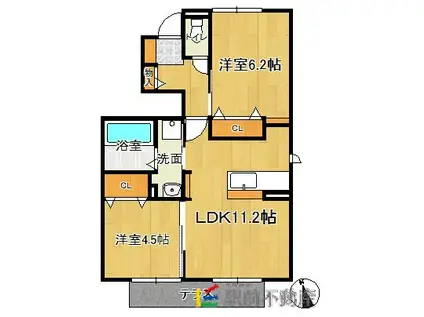 セントラル宰都(2LDK/1階)の間取り写真