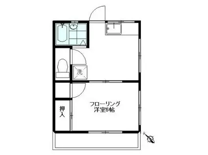 清水第二コーポ(1K/2階)の間取り写真