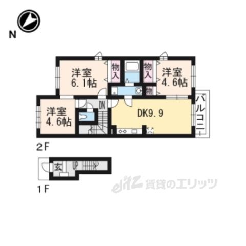 ジャルダンドゥトゥルヌスゥル(2LDK/2階)の間取り写真