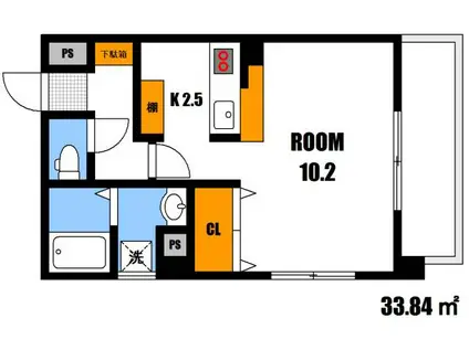 BELL紅菱山本ステージ(1K/2階)の間取り写真