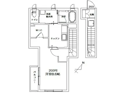 アトリオ和(1K/2階)の間取り写真