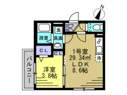 エージェー南流山(1LDK/3階)の間取り写真