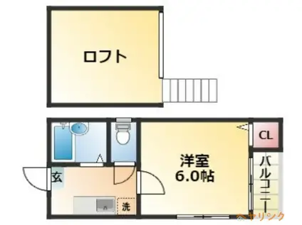 アナハイム(1K/2階)の間取り写真