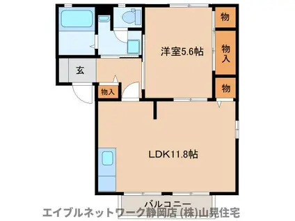 ソレイユ(1LDK/2階)の間取り写真