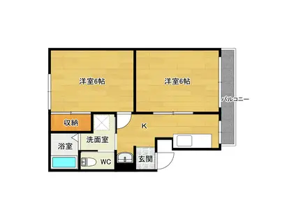 上町コーポレーション(2K/3階)の間取り写真