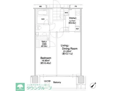 松竹スクエアレジデンス(1LDK/20階)の間取り写真