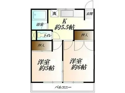 レジデンスコグレ(2K/2階)の間取り写真