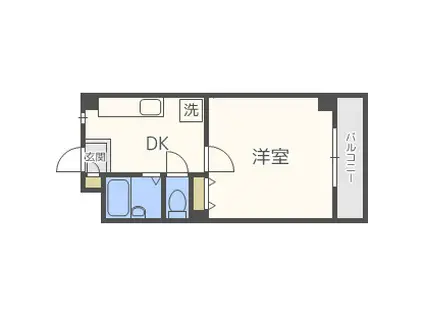 コメット五条I(1DK/2階)の間取り写真