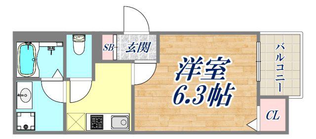 ALEGRIA尼崎西本町(1K/2階)の間取り写真