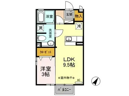 グランシャリオ藤(1LDK/2階)の間取り写真