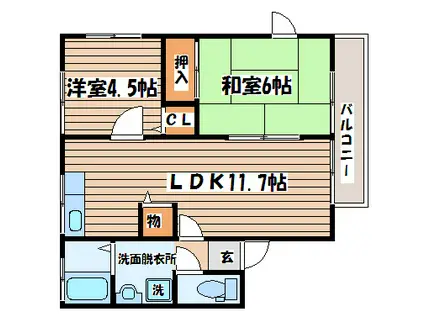 ハイマート植松(2LDK/2階)の間取り写真