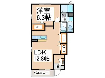 サンシャインラッキー I棟 II棟(1LDK/1階)の間取り写真