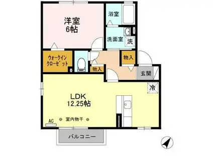 ローズコート西三島B(1LDK/2階)の間取り写真