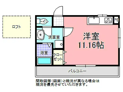 インパクト(ワンルーム/2階)の間取り写真