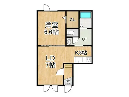 プランドールS(1LDK/2階)の間取り写真