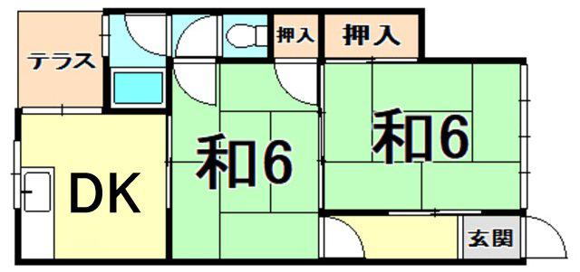 阪本ハイツ(2DK/1階)の間取り写真