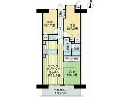 ライオンズマンション山手町(3LDK/6階)の間取り写真