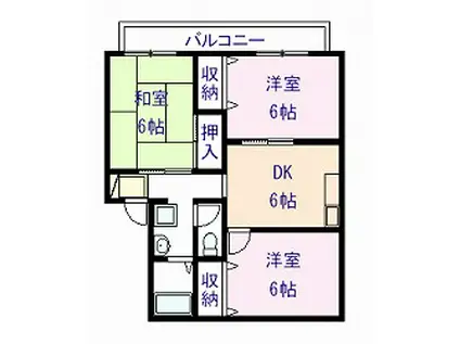 リスペクトB棟(3DK/1階)の間取り写真