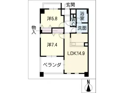 SUNARIUM(2LDK/2階)の間取り写真