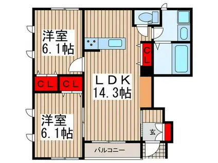 BELLELEAD東川口(2LDK/1階)の間取り写真