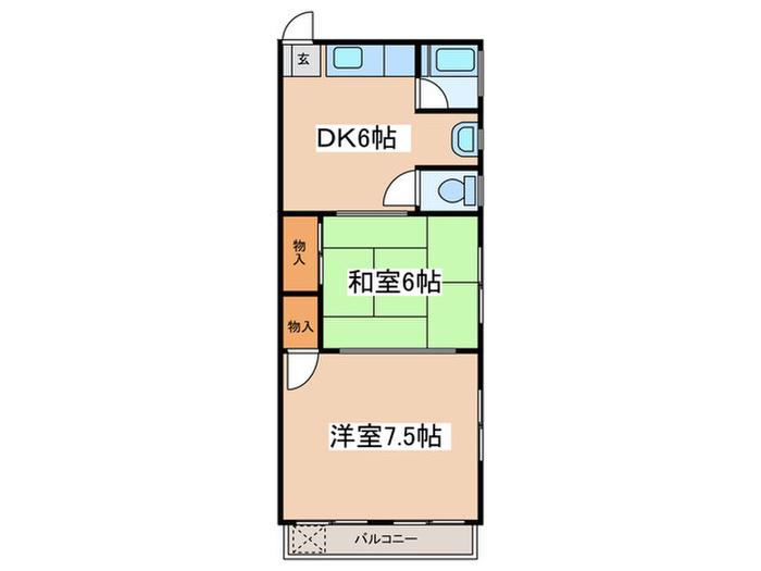 ラフォーレ成城(2DK/2階)の間取り写真