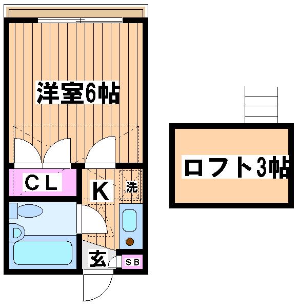 メゾンディ・ソレイユ(1K/2階)の間取り写真