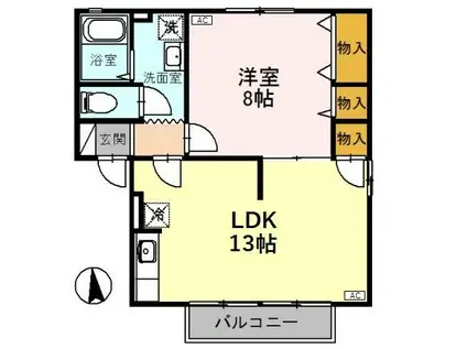セジュール113(1LDK/1階)の間取り写真