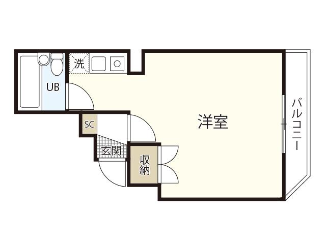 芦屋ビビッド十日市(1K/1階)の間取り写真