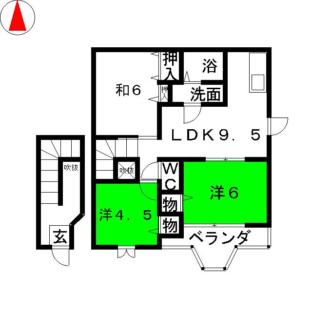 フルール・ド・スリジェ A(3LDK/2階)の間取り写真