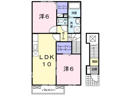 グラン・すずかぜの丘B(2LDK/2階)の間取り写真