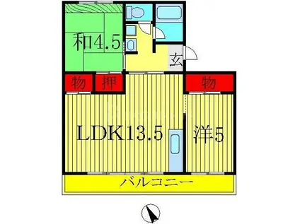 グランデール北柏(2LDK/4階)の間取り写真