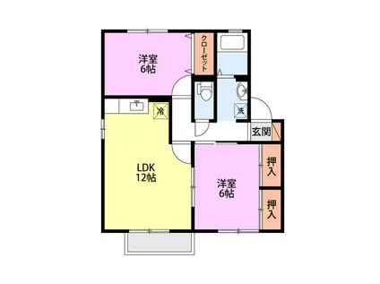 エスペランサーT(2LDK/2階)の間取り写真