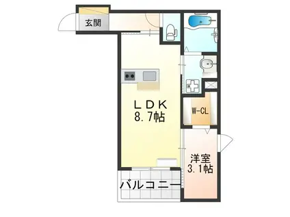 LEVANT SOLEIL泉ケ丘(1LDK/2階)の間取り写真