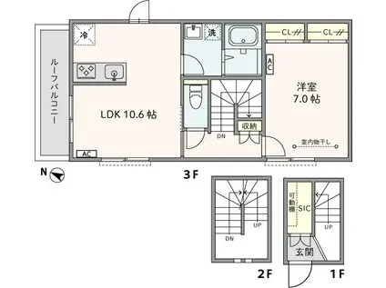 TR笹塚(1LDK/3階)の間取り写真