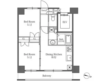 LASANTE広尾 ラサンテ広尾(2DK/4階)の間取り写真