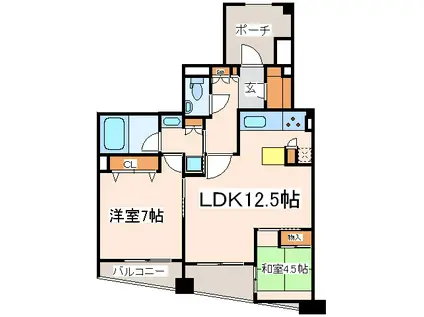 ヴェルビュ経堂(2LDK/9階)の間取り写真