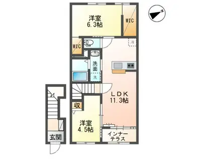 ノワール(2LDK/2階)の間取り写真