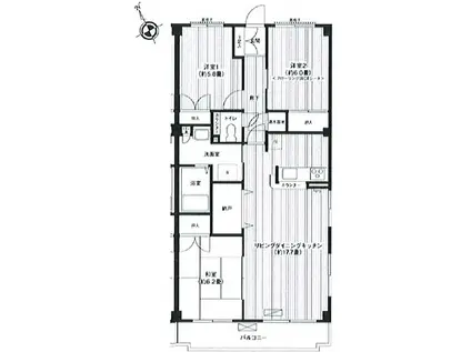 フラット日吉コートB(3LDK/1階)の間取り写真