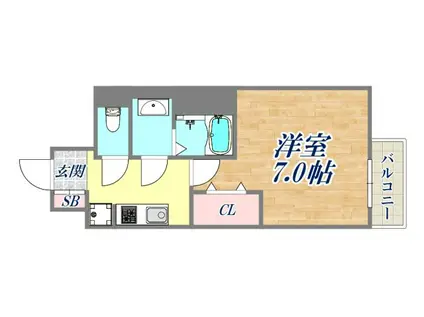 ファーストフィオーレ尼崎グランウエスト(1K/13階)の間取り写真