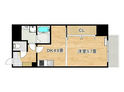 宿院西TKハイツ2号館(1DK/3階)の間取り写真