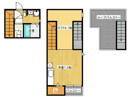 MAISONETICPREMIO別府駅前(ワンルーム/2階)の間取り写真