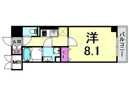 ボンニー元町(1K/7階)の間取り写真