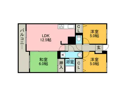ロワールマンション和白V(3LDK/7階)の間取り写真