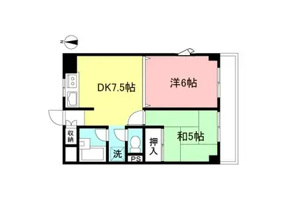 グリーンハイツA(1LDK/2階)の間取り写真