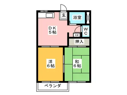 フォーブル大西B(2DK/2階)の間取り写真