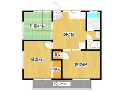 グレイス元吉田(2DK/2階)の間取り写真