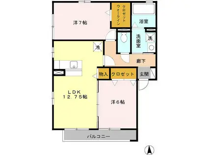 レセンテ・ジョイアA(2LDK/2階)の間取り写真