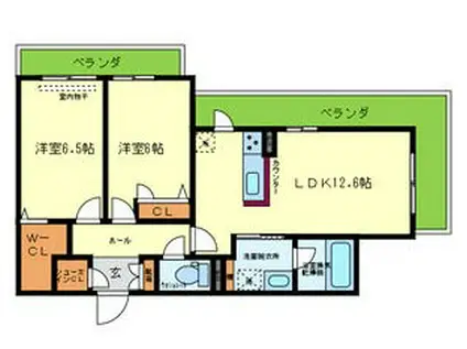 ミモザメゾン菱屋西(2LDK/2階)の間取り写真
